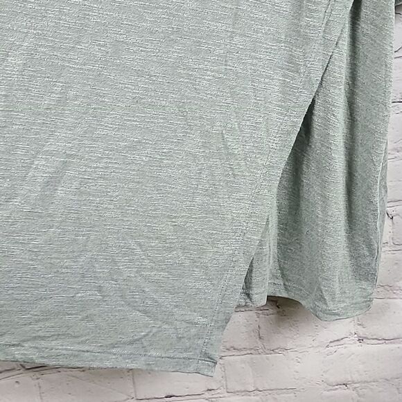 Balance Collection Yoga Short Sleeve Tee Slub Knit Mint Green Wrap Front Workout - Picture 3 of 7